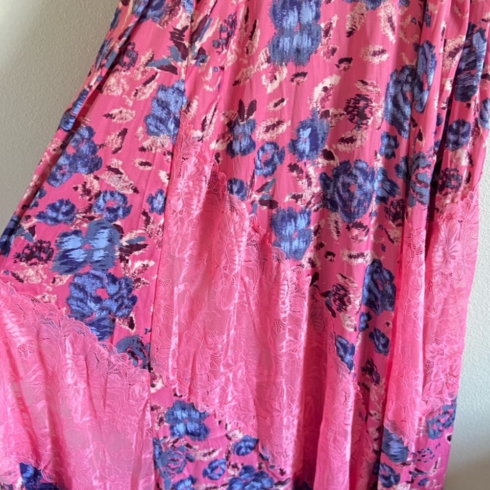 Free People First Date Printed Maxi Slip Dress in Sweet Pink Combo, XS - Picture 7 of 10